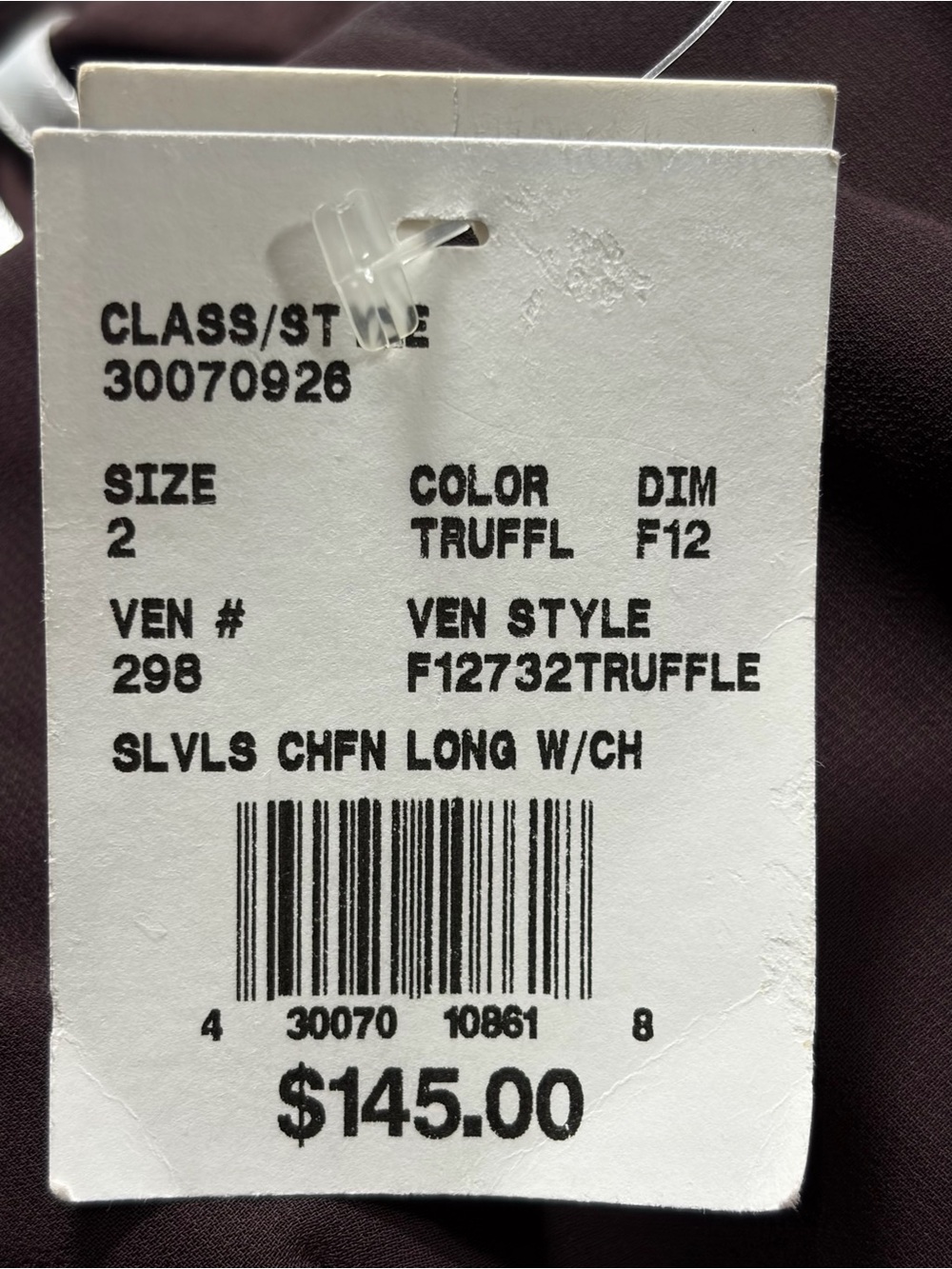 NWT David's Bridal Chiffon & Charmeuse Truffle Long Evening Gown (2) - Picture 9 of 12